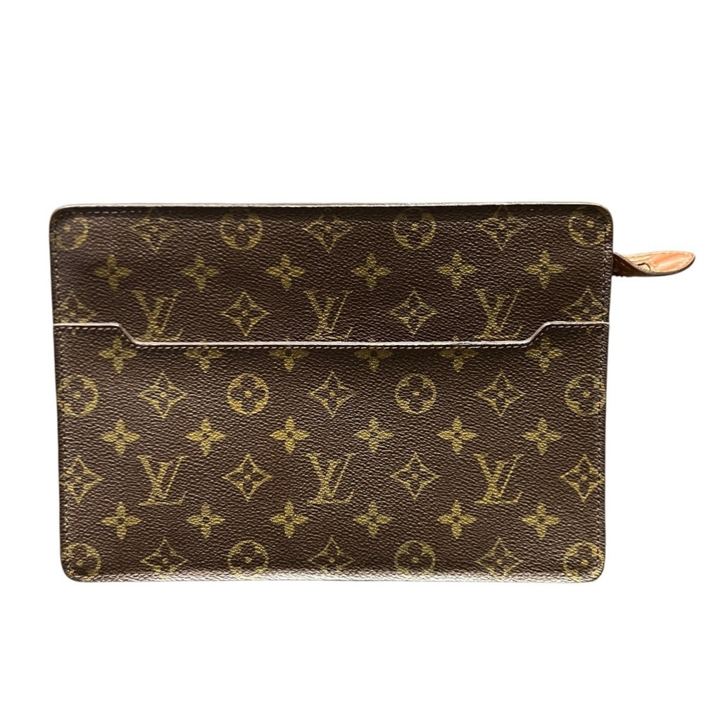 LOUIS VUITTON Authentic Brown Monogram Canvas Pochette Clutch Bag